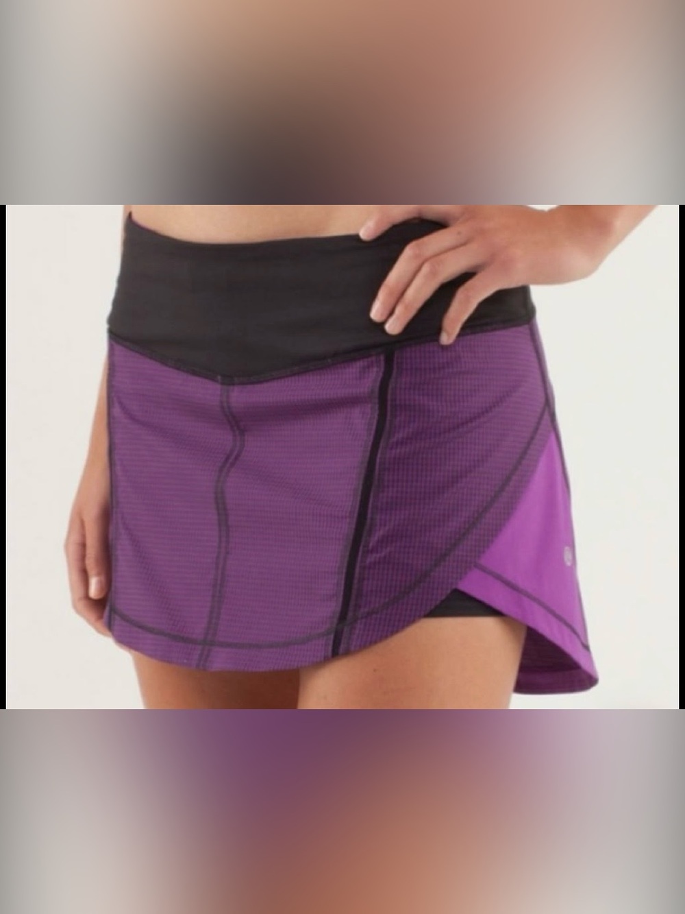 Lululemon Full Stride Skirt Skort Shorts Eighth Gingham Tender Violet Black Sz 6